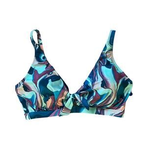 New Birdsong Tie Front Bikini Top Tide Pool 40H